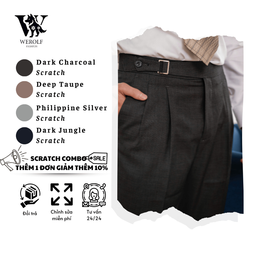 Quần âu nam cạp Gurkha Werolf - Combo giảm giá  - Vải cao cấp - Form dáng Hàn Quốc cạp cao trẻ trung
