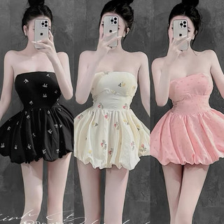 Set Đầm Cúp Bí Phồng Xoè Có Mút + Quần Short Bí