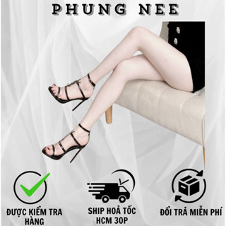  Giày Cao Gót Hở Mũi Màu Đen In Chữ Thời Trang Quyến Rũ Cho Nữ - Sandal Gót Nhọn 10P Dây Mảnh Siêu Sang Chảnh  FULL BOX  
