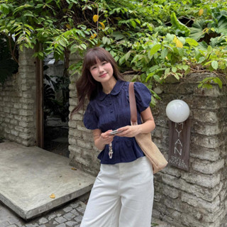 Áo Sơ Mi Cổ Sen Tay Bồng Nhún Eo Mùa Hè Năng Động Cho Nữ