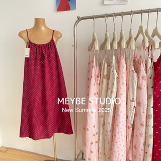 Váy bầu hai dây chất xốp lụa cao cấp cho mẹ bầu váy ngủ xinh Meybe hoạ tiết đáng yêu - V1028