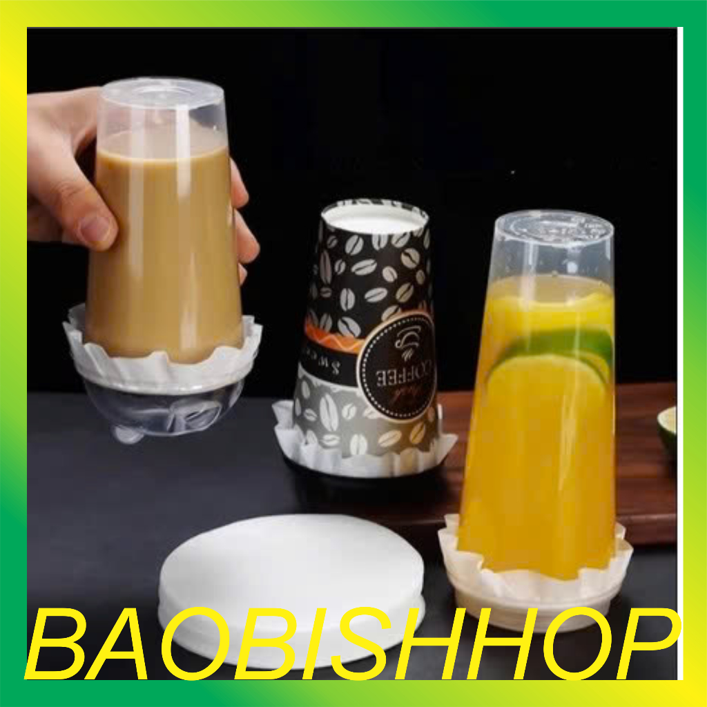 [500 tờ/1 tập]Giấy nến chống tràn lót miệng ly  trà sữa, ly cafe, ly chè,ly nhựa dùng 1 lần (ly nhựa
