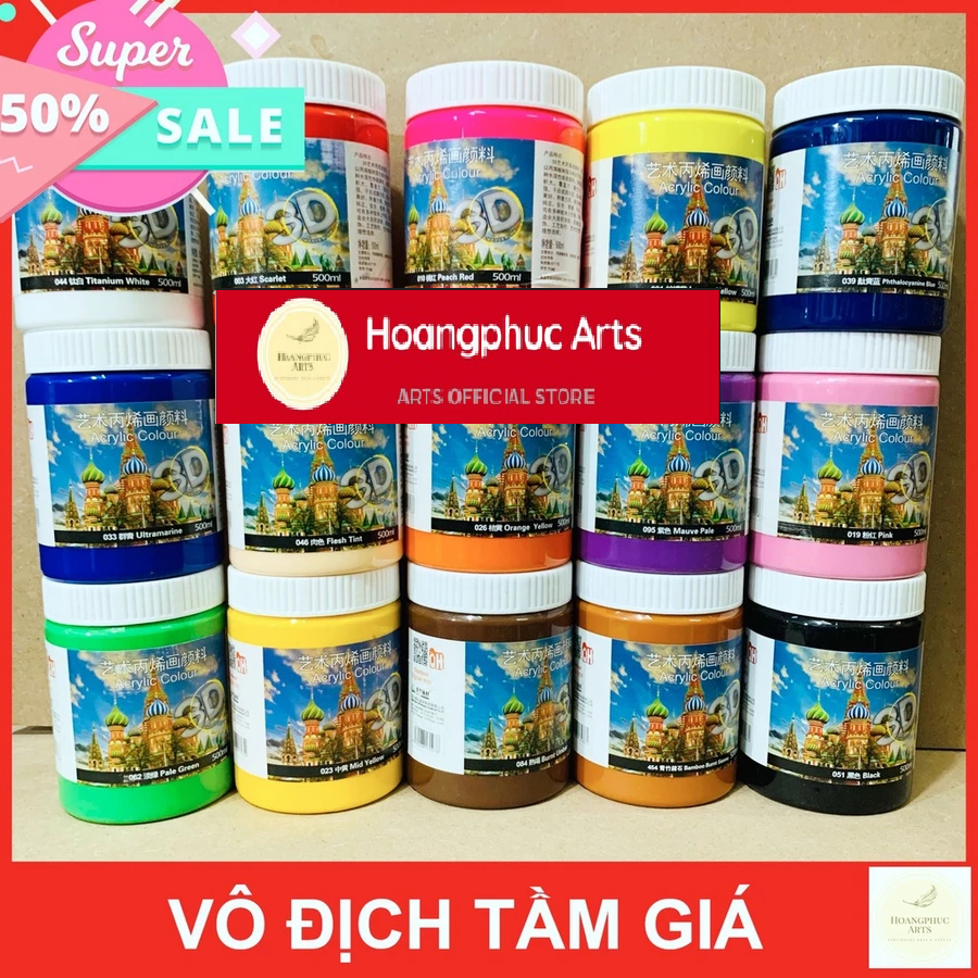 Màu acrylic 3D 500ml vẽ ngoài trời, vẽ trên mọi chất liệu