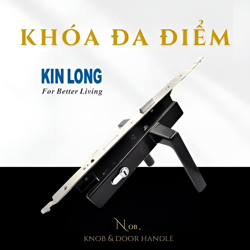 [Đen/Trắng] Bộ Khoá Tay Gạt ĐA ĐIỂM KINLONG Cửa Nhôm XingFa