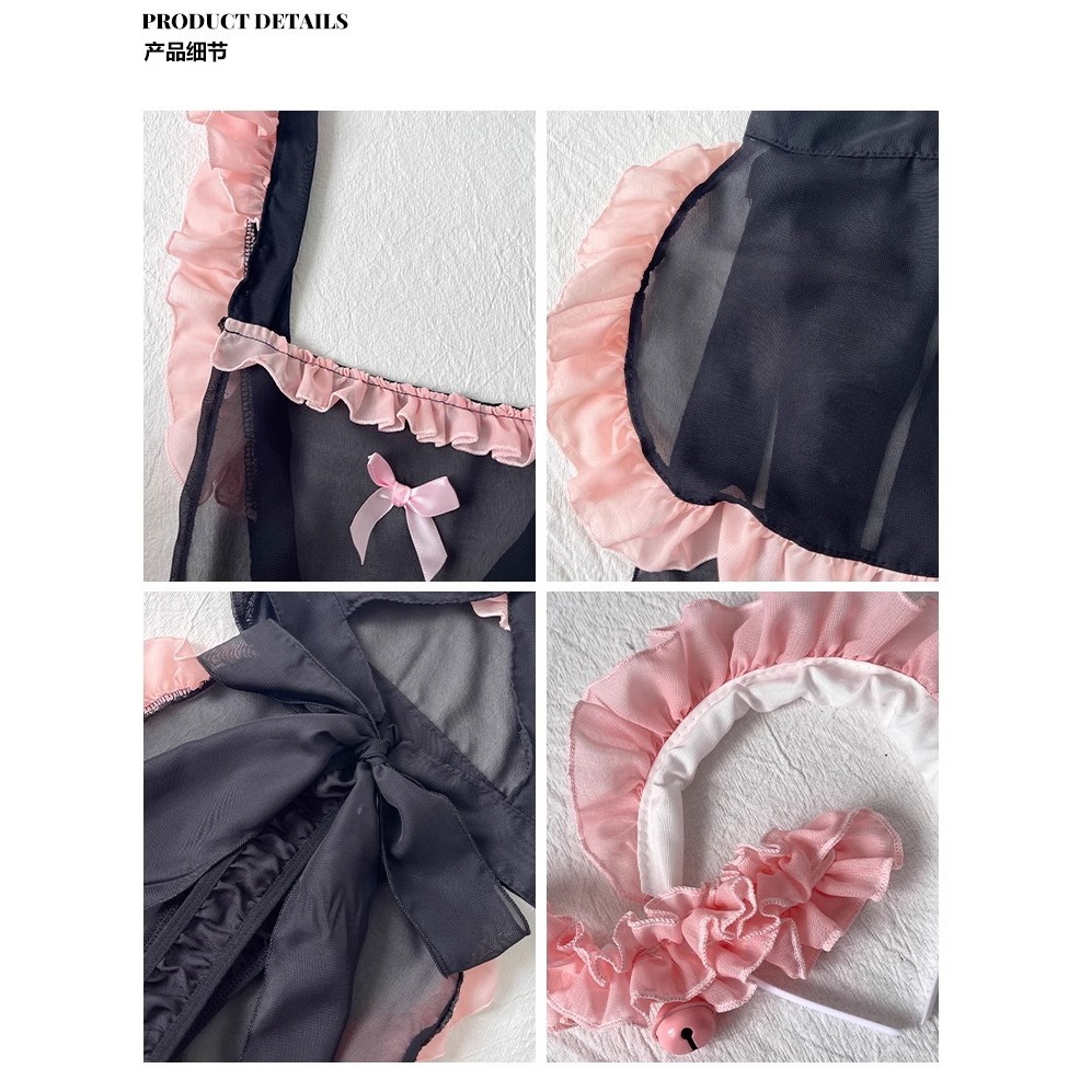 Váy cosplay cô hầu gái maid tạp dề viền hồng dễ thương gợi cảm đồ ngủ nữ giúp việc xuyên thấu quyến rũ BIKI HOUSE N879 | BigBuy360 - bigbuy360.vn
