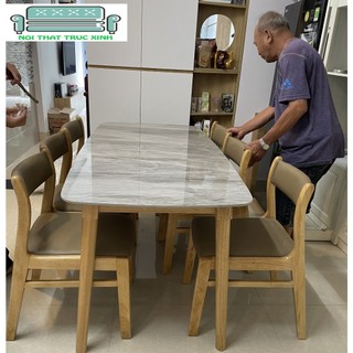 Bộ bàn ăn 4 ghế+ bàn đá ceramic( Freeship HCM Dĩ An BH )