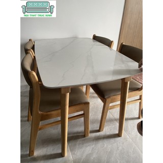 Bộ bàn ăn 4 ghế+ bàn đá ceramic( Freeship HCM Dĩ An BH )