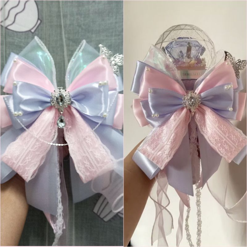 Nơ lightstick màu hồng lam cao cấp - nơ lightstick nhóm nhạc Seventeen boynextdoor Treasure IVE aesp