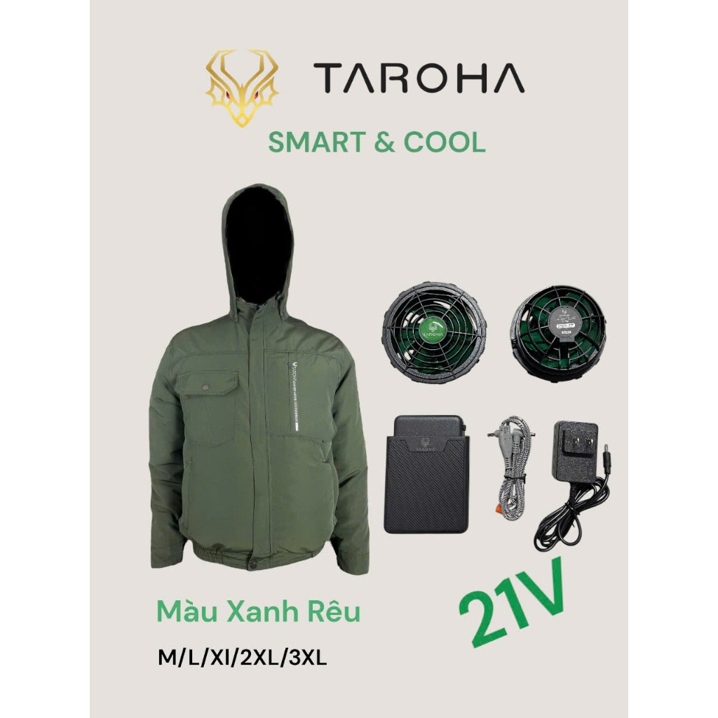 Bộ áo điều hoà TAROHA 21V ( Áo điều hoà + pin 35000mah +quạt 21v + sạc + dây cáp nối )