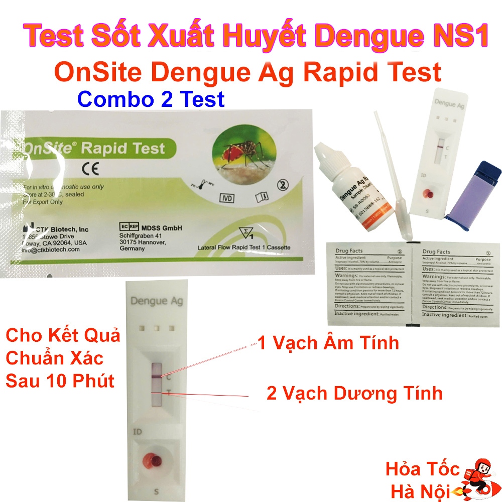 Combo 2 Test Nhanh Sốt Xuất Huyết Dengue Ag Tại Nhà CTK OnSite Rapid Test