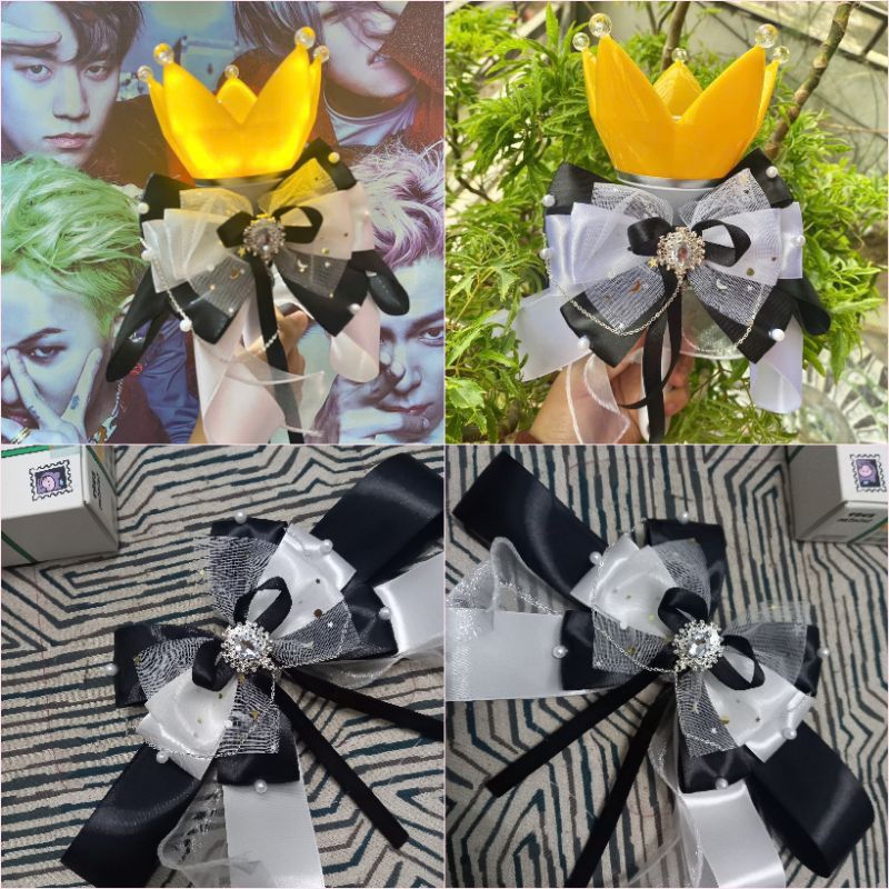 Nơ lightstick màu đen trắng - Nơ lightstick nhóm nhạc BIGBANG EXO BTS ENHYPEN NCT RIIZE TXT SKZ CRAV