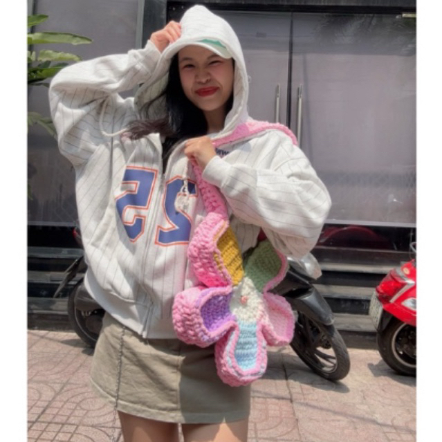 [Ảnh thật] TÚI LEN BÔNG HOA HANDMADE PHỐI LẠ, BLOOM FLOWER BAG (inb theo yêu cầu) 🌸