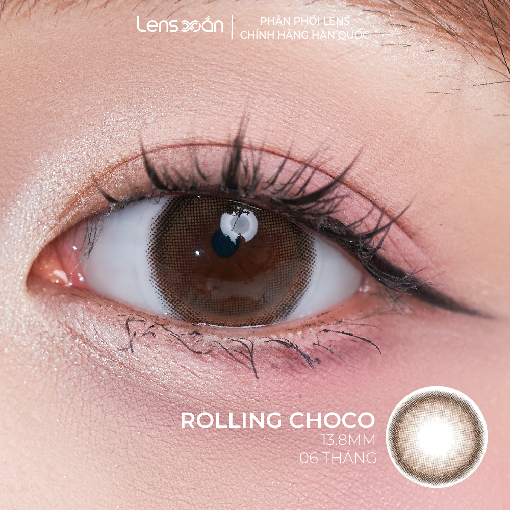 Kính áp tròng cận 6 tháng LENS XOẮN lens nâu tự nhiên trong veo 2 dải màu hiệu ứng MITUNO LENS ROLLING | BigBuy360 - bigbuy360.vn