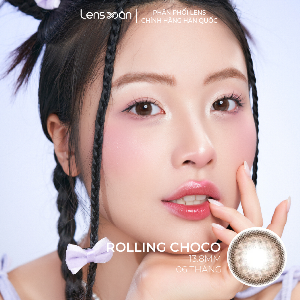 Kính áp tròng cận 6 tháng LENS XOẮN lens nâu tự nhiên trong veo 2 dải màu hiệu ứng MITUNO LENS ROLLING | BigBuy360 - bigbuy360.vn