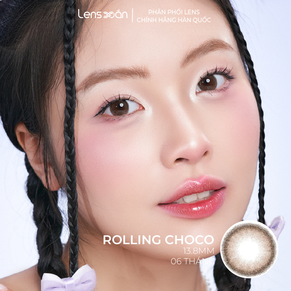 Kính áp tròng cận 6 tháng LENS XOẮN lens nâu tự nhiên trong veo 2 dải màu hiệu ứng MITUNO LENS ROLLING | BigBuy360 - bigbuy360.vn