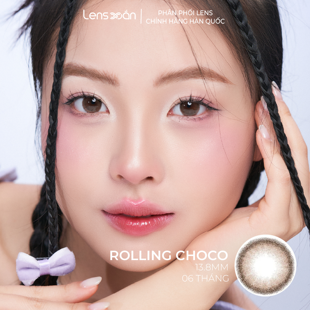 Kính áp tròng cận 6 tháng LENS XOẮN lens nâu tự nhiên trong veo 2 dải màu hiệu ứng MITUNO LENS ROLLING | BigBuy360 - bigbuy360.vn
