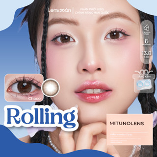 Kính áp tròng cận 6 tháng LENS XOẮN lens nâu tự nhiên trong veo 2 dải màu hiệu ứng MITUNO LENS ROLLING