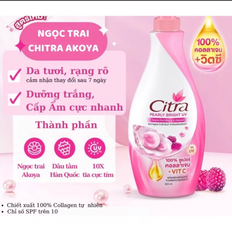 Sữa dưỡng thể Citra Thái Lan dưỡng ẩm làm sáng da chuyên sâu