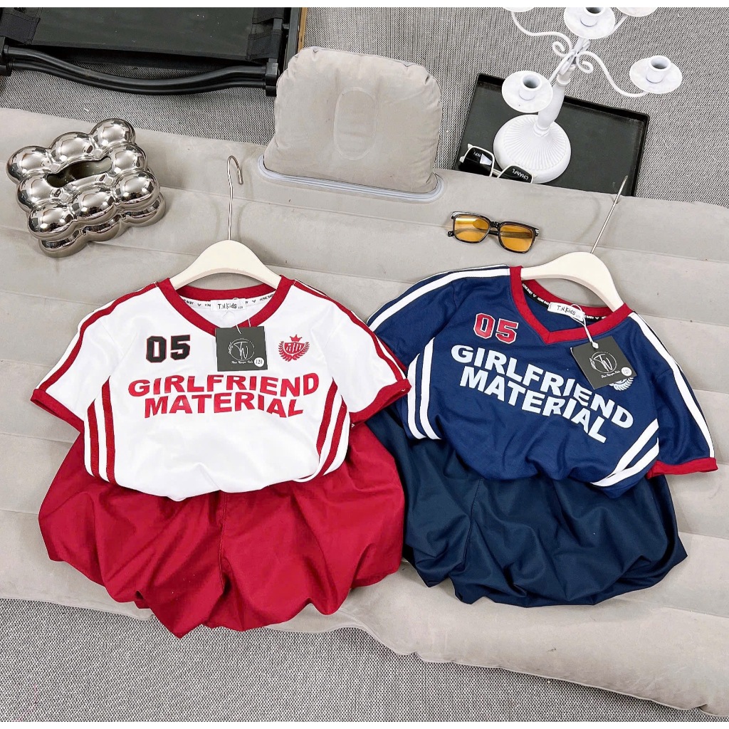 ĐIỆU KIDS- Bộ thể thao GIRL FRIEND MATERIAL 05 2 màu mix quần bí xinh 20-50kg