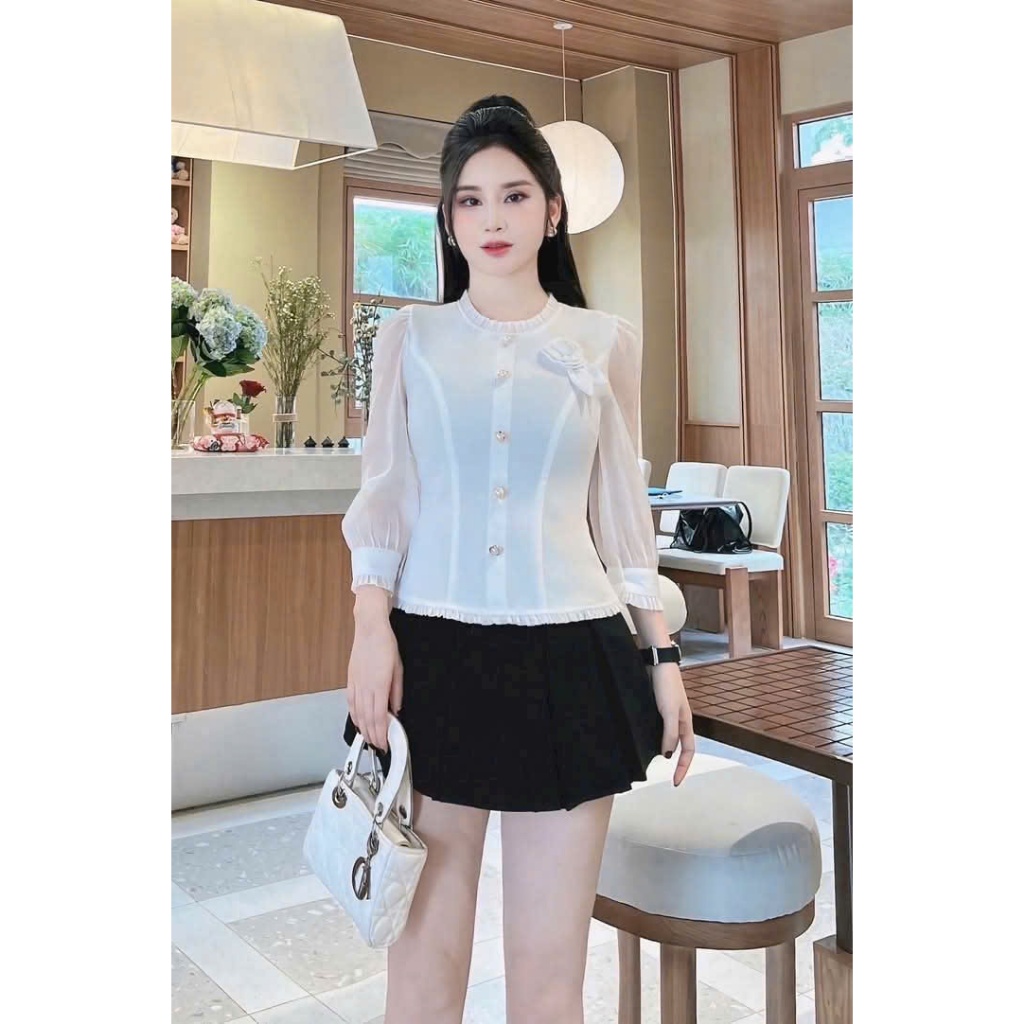 ÁO KIỂU TAY PHỐI VOAN ĐỦ SIZE H66