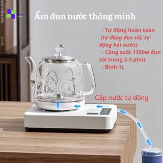 Ấm điện thông minh tự động hút nước và chống cháy hoàn toàn, thủy tinh trong suất chịu nhiệt chống nứt đun sôi siêu tốc