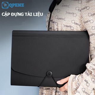 Túi đựng tài liệu QPENZ tệp chứa hồ sơ di động có khóa cài dày dặn dễ dàng mang theo 13 ngăn