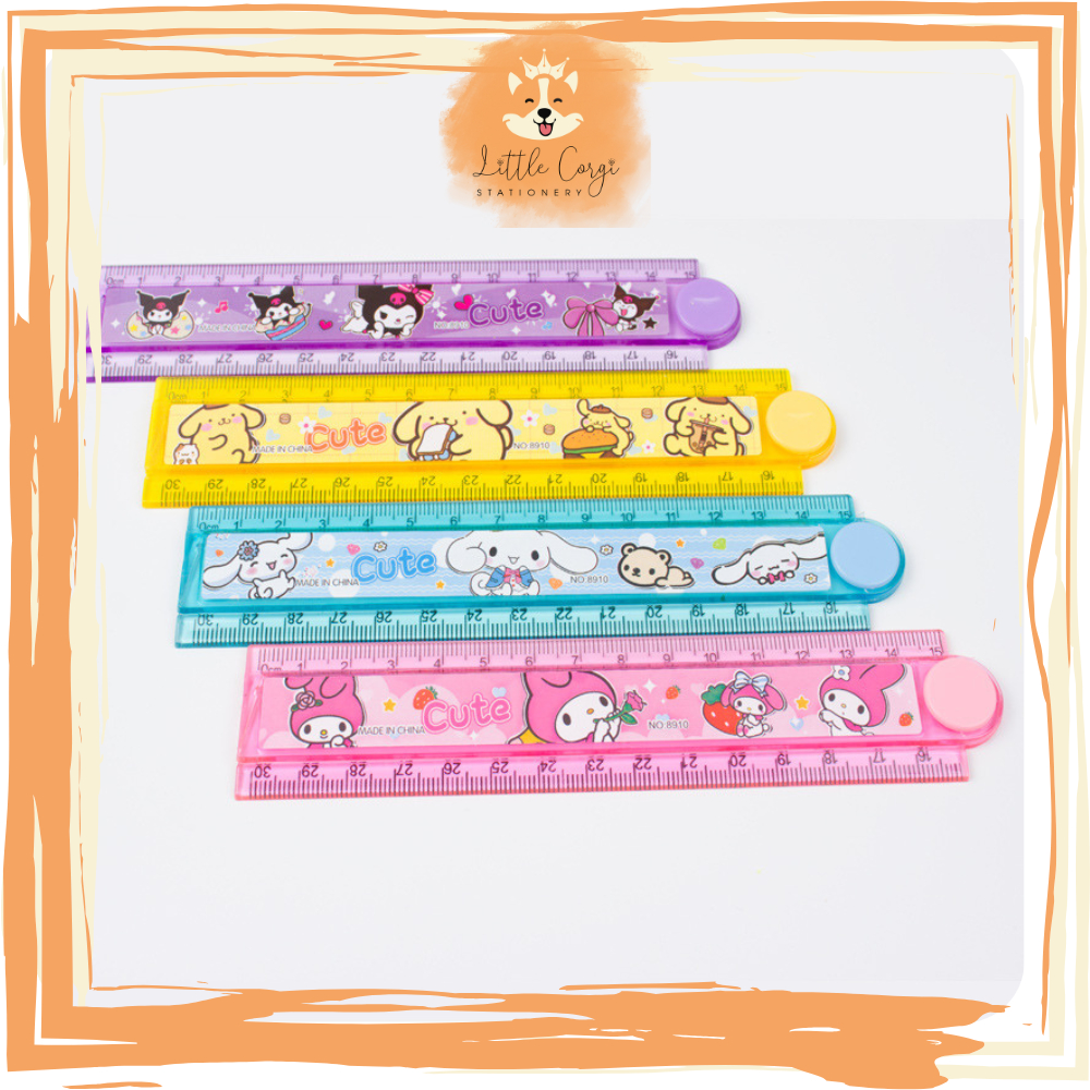 Thước kẻ gập 30cm Sanrio Kuromi, Melody, Cinamonroll, Labubu, Capybara, Avenger đồ dùng học tập
