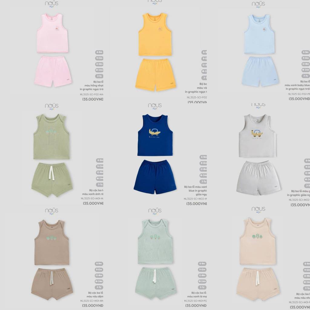 NOUS MINI - Bộ ba lỗ màu cho bé trai bé gái - 6M 9M 12M 18M 2Y - MF01A - NOVAKIDS - F.T5C - ZZZ - 09