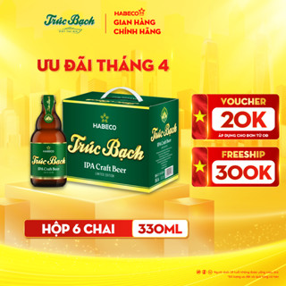 HỎA TỐC HÀ NỘI - Hộp 6 chai bia Trúc Bạch IPA Craft - HABECO (330ml/chai)