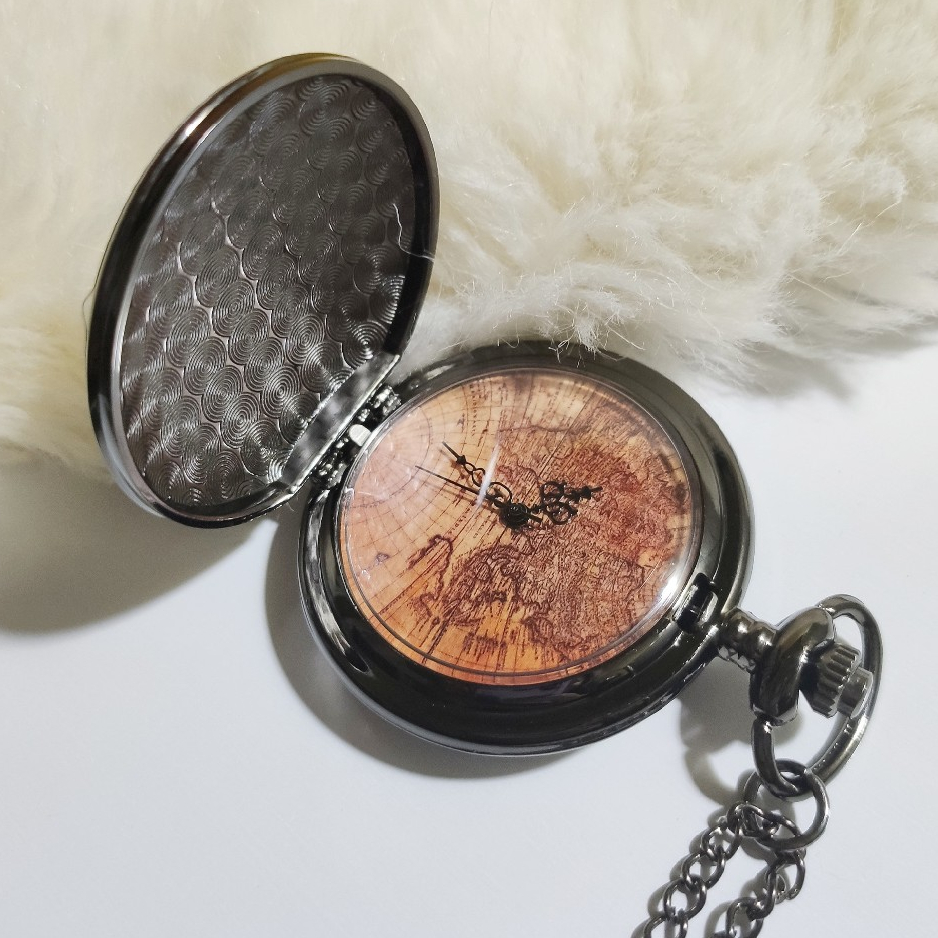 Đồng hồ quả quýt, Đồng hồ bỏ túi phong cách cổ điển Map hình kho báu cổ Lifeandtime