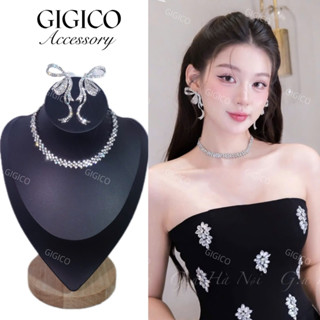 [ SALE 49%]Choker Vòng Cổ Đá Sáng Sang Trọng Dành Cho Nữ Bling Bling choker đá tròn vuông K001