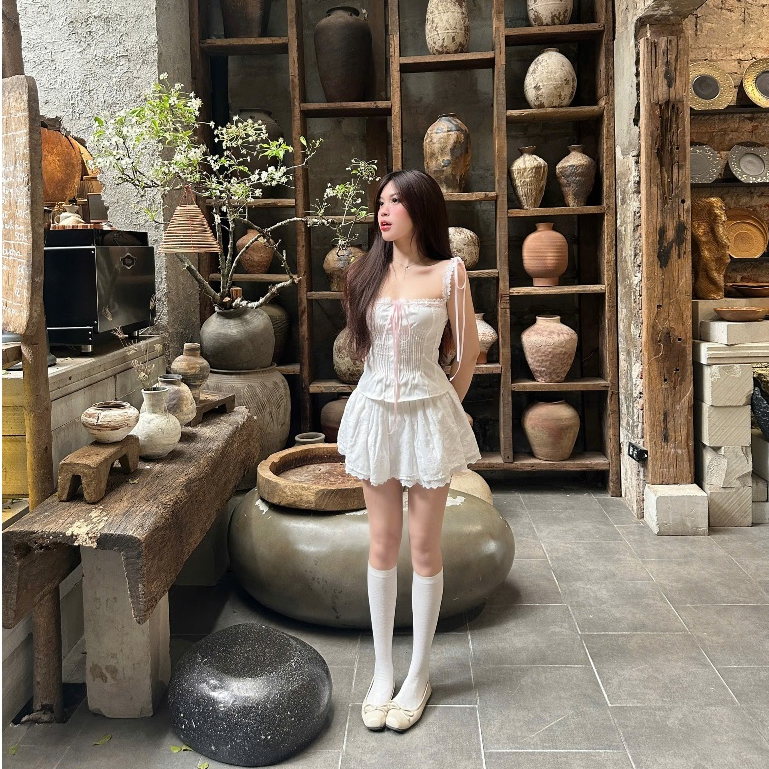 AREUM Chân váy Xòe phối ren Windy Skirt [CÓ QUẦN BẢO HỘ] | BigBuy360 - bigbuy360.vn