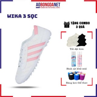 Giày Đá Bóng 3 Sọc Wika Nam Nữ CT3, Giày Đá Banh Sân Cỏ Nhân Tạo Aobongdanet Khâu Toàn Bộ Đế