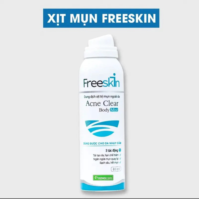 Xịt mụn lưng Freeskin 80ml mờ thâm sáng da xịt mụn ngực,mông, giảm thâm,hỗ trợ giảm viêm nang lông+ 