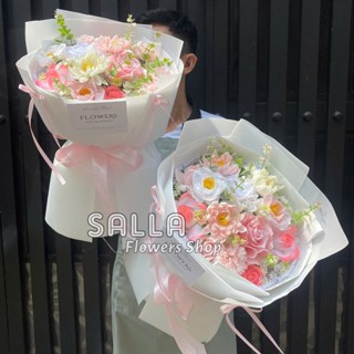  Bó hoa sáp mix tông hàn quốc kiểu tròn 220. quà tặng hoa sáp  