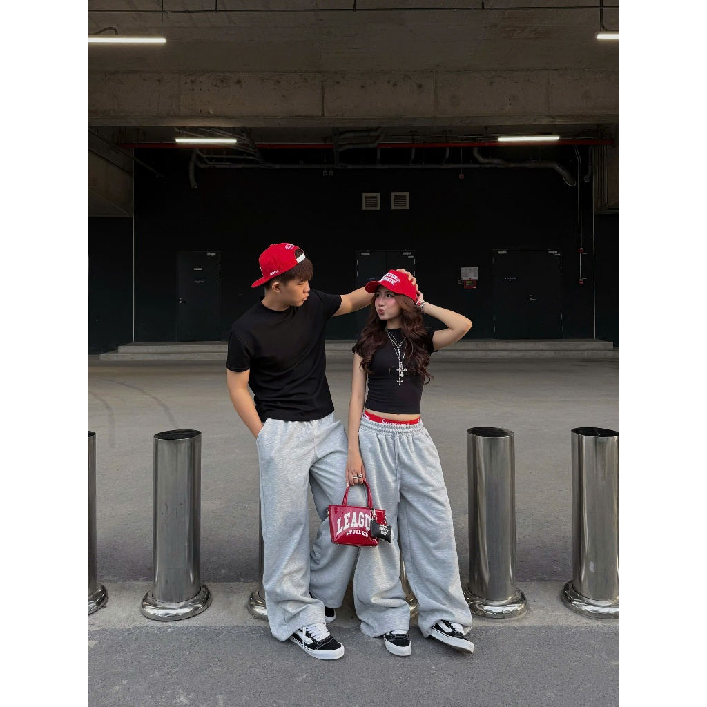 (SẢN PHẨM CHO HÈ NỈ 2DA) QUẦN DÀI FORM RỘNG UNISEX NỈ 2DA ĐỊNH LƯỢNG 350GSM ĐEN.STU ( Q3) | BigBuy360 - bigbuy360.vn