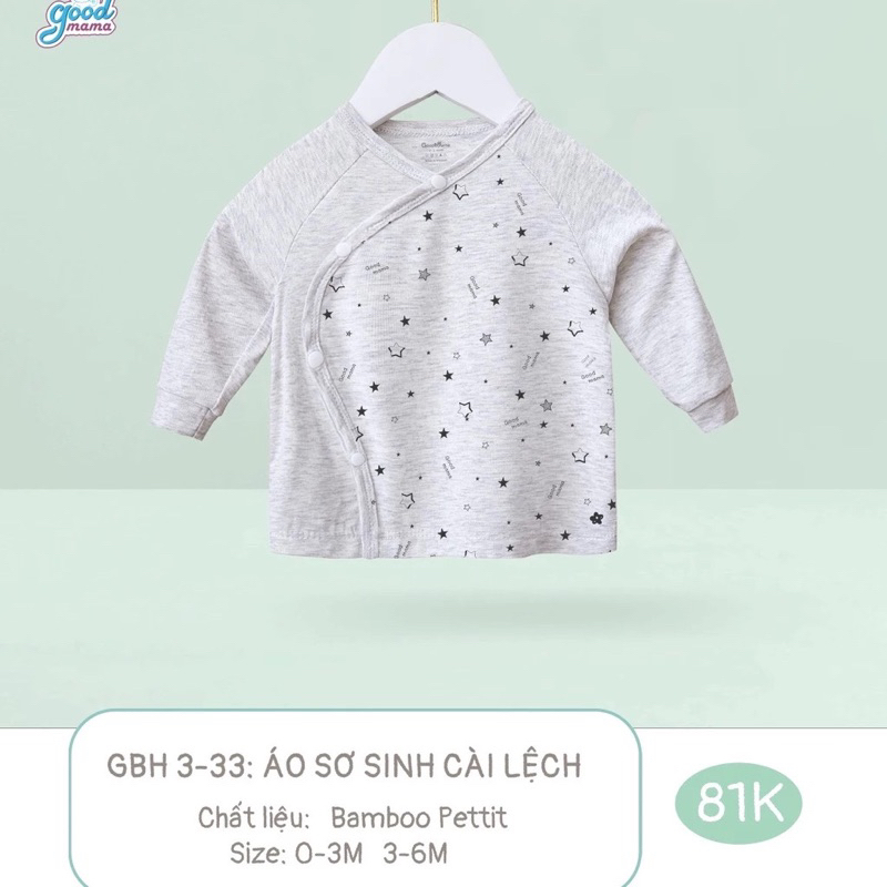 Áo sơ sinh dài tay Goodmama size 0-6m sale rẻ