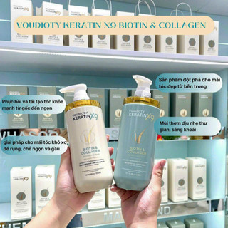  Bộ Dầu Gội Xả Voudioty Keratin X9 Biotin & Collagen Giúp Chăm Sóc Tóc 500ml 