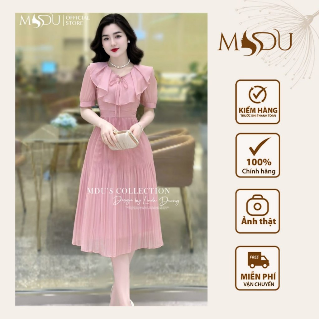 Váy Tơ Óng MDU2234 Gam Màu Hồng Pastel Thiết Kế Chiết Eo Và Dập Ly Từ MDU K64-D2-3 | BigBuy360 - bigbuy360.vn