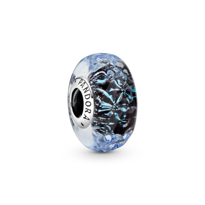 CHÍNH HÃNG - PANDORA Wavy Dark Blue Murano Glass Ocean Charm (Silver Sterling) - Hạt trang trí vòng 
