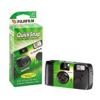 Máy chụp ảnh 1 lần FUJIFILM QUICKSNAP FLASH 400 27EXP DATE 09/2026 có sẳn trong máy cuộn film Fuji 400 và pin dùng flash