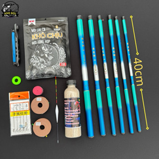 Cần câu cá  mini siêu ngắn thanh lam thu gọn 40cm nhỏ gọn tiện lợi câu giải trí rô diếc