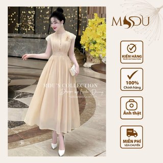 Váy Tơ Vân MDU4204 Gam Màu Trắng Trẻ Trung, Dáng Váy Xòe Nhẹ Nhàng Từ MDU K33-D3-1