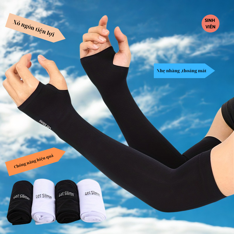 Ống Tay Áo Chống Nắng Let's Slim / AquaX Vải Thun Lạnh Thời Trang, Găng Tay Chống Tia UV ( OTCNV )