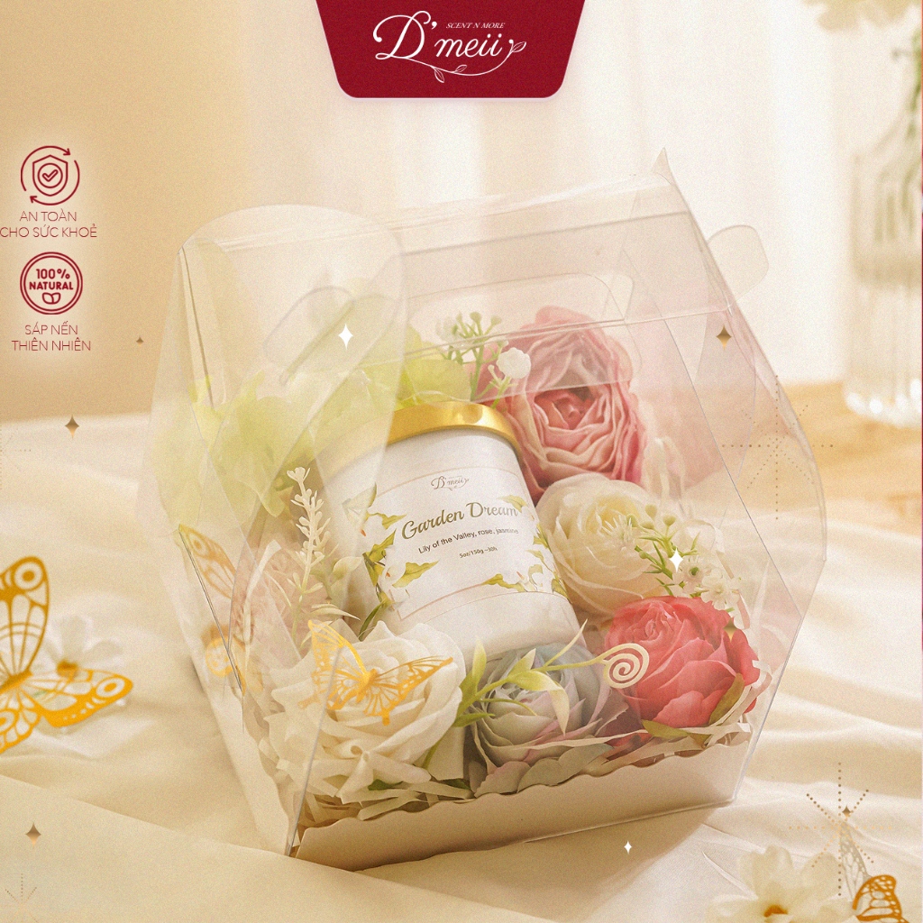 Quà tặng nến thơm cao cấp thiên nhiên D'meii Không khói, Quà tặng, Sáp an toàn, tặng phụ kiện