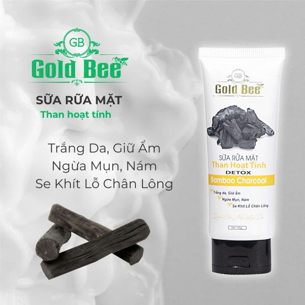 Sữa rửa mặt Than Hoạt Tính Gold Bee trắng da giữ ẩm ngừa mụn nám se khít lỗ chân lông 100g