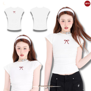 [SẴN]-🍊 Áo thun dây rút cổ bo tròn in họa tiết Nơ - ZOE MERCY | TSHIRT (ZBT21)