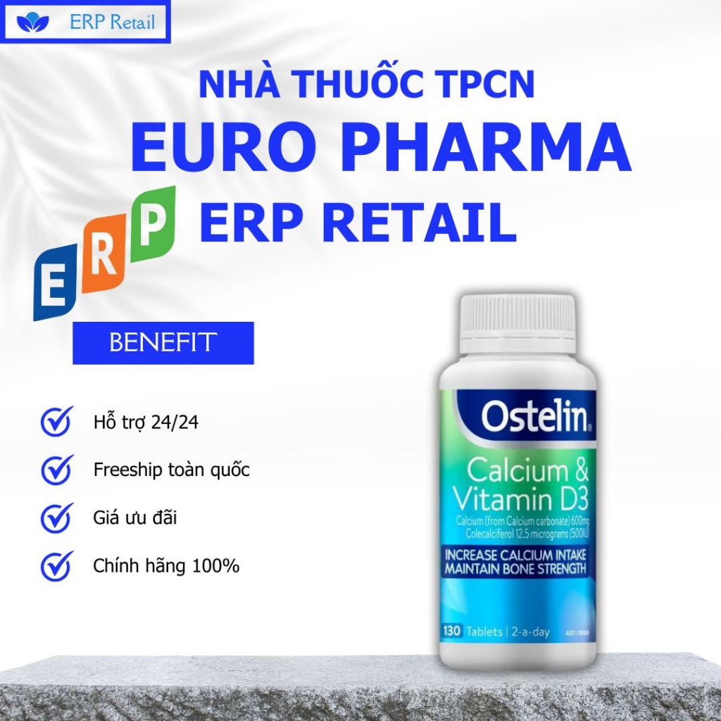Canxi Ostelin Calcium & Vitamin D3, Canxi ostelin cho bà bầu, mẹ sau sinh 130 viên [Chính hãng] Úc