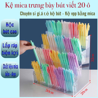 (Chuyên sỉ) Kệ đựng bút viết 20 ô - Kệ để bút viết để bàn bằng mica