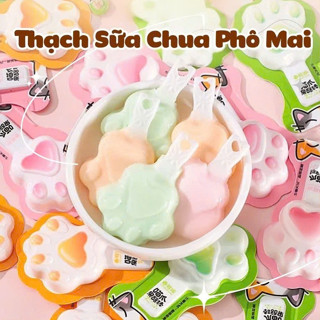 Thạch Sữa Chua Phô Mai Mix Vị - Thạch Hình Chân Mèo, Que Kem Trái Cây 3D